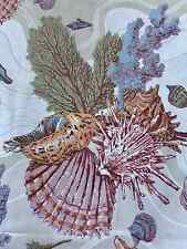 1970's Coastal Maritime Nautical Seashells CORAL LIFE Vintage Fabric Upholstery picture