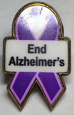 Vintage End Alzheimers Purple Ribbon Pin 1" Tall #198 picture