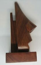 Hand Carved Wood Vintage Wood Walnut Tiki Statue Polynesian Nose Glasses Holder picture