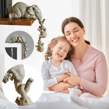 3x Resin Elephant Sitter Figurines Mother + 2 Babies Craft Mother's Day gift👩🎁 picture