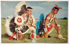 Young Indian Braves Feathers Headband Tribal Native America Postcard Vintage picture
