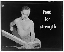 1941 Farm Security Administration Food for Strength Shirtless Worker Poster picture