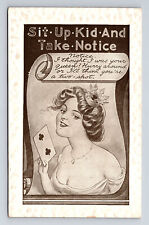 1910 C HOBSON Pretty Woman Playing Card Sit Up & Take Notice Postcard picture