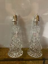 Vintage Crystal Salt Pepper Shakers Made In Germany 24% Lead Hand Cut 7.25”T picture