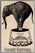 Postcard RPPC c1955 Polack Bros Shrine Circus Seasons Greetings Elephant Trick picture
