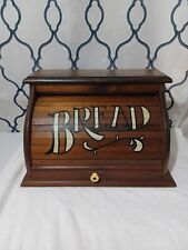 Vintage Country Wood Roll Top Door Bread Box Keeper Kitchen Very Clean Mint picture
