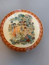 Chinese Porcelain Round Box Vintage Flowers Traditional Women Music picture