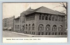 Eau Claire WI, Ingram Block, Grand Avenue, Wisconsin, Vintage Postcard picture
