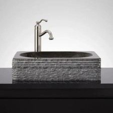 New Desoto 20" Blue Limestone Vessel Bathroom Sink by Signature Hardware picture