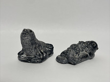 Wolf Original Art Sculptures Handmade Canada Seal And Otters, Set of Two picture