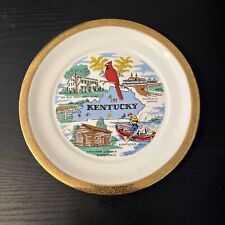 Kentucky State Collectible Porcelain Plate Gold Floral Trim Crown O Gold 22K picture