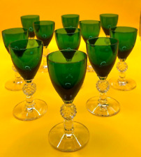 Luxurious Morgantown Glass Company Green Golf Ball Cordials Set of 11 picture