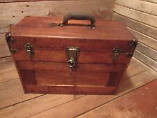 VINTAGE STAR 7 DRAWER OAK MACHINISTS TOOL CHEST WITH KEY picture