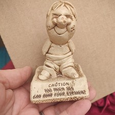 VTG 1970 PAULA Sillisculpt CAUTION TOO MUCH SEX CAN RUIN YOUR EYESIGHT figurine picture