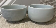 2 Chinese Asian Green Celadon Porcelain Engraved Rice Soup Bowls 4”x 2.5” picture