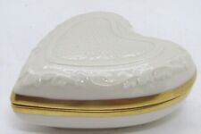 Vintage Lenox Porcelain USA Heart Shaped Covered / Trinket Box Heavy Gold Trim picture