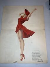 Vintage 1941 magazine Pin Up print by ALBERTO VARGAS, matted, Varga, red dress picture