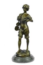 Violin Fidler Player Boy Bronze Sculpture Statue Modern Figure Male Lost Wax Art picture