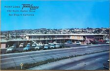 San Diego Point Loma Travel Lodge Motel Old Cars California Postcard c1950 picture