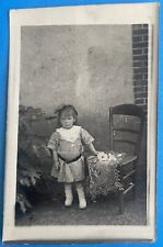 Vintage RPPC Photo Postcard Young Girl With Flowers / Studio Portrait c1910s picture