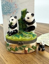 Porcelain Hinged Trinket Box Pandas Panda Bears picture