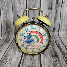Vintage Have a Smurfy Day Smurf Rainbow Twin Bell Alarm Clock Bradley  Untested picture