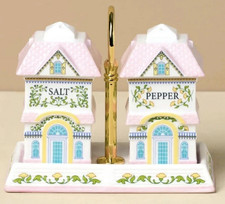 Lenox Spice Village Salt Pepper Shakers Victorian Home 🏠 Porcelain Set w/ Tray picture