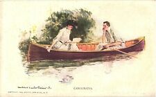 Man And Woman Canoeing, Canoemates Postcard picture