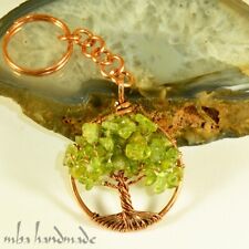 Peridot Crystals Tree Of Life Keychain (Keyring) Copper Wire Wrapped Jewelry picture