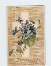 Postcard He Is Risen Indeed Cross with Flowers Art Print Easter Embossed Card picture