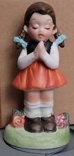 Vintage CERAMIC LITTLE GIRL WITH BRAIDS PRAYING FIGURINE  picture