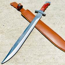 18” Wood Tactical Hunting Knife, with Leather Sheath. Hunting, Camping picture