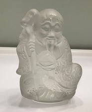 Vintage Frosted Glass Shou Lao Longevity Deity Figurine picture