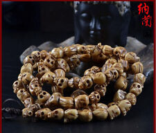 Vintage 108 Bead Buddhism Tibetan Yak Bone Skull Meditation Prayer Mala Necklace picture