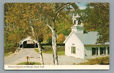 Famous Church and Bridge Stark NH Coos County New Hampshire Vintage Postcard picture