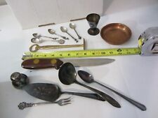 silverplate & metalware lot copper coin art brass opener antique vintage lot mix picture