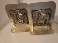 Metzke Vintage Pewter Elephants Bookends 1974 Set of 2 picture