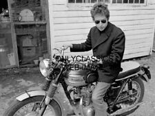 1966 BOB DYLAN-SUNGLASSES RIDES TRIUMPH MOTORCYCLE 8X10 PHOTO ICONIC FOLK SINGER picture