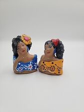 Two African American Women Clay Sculpture Figurines Island Outfits Detailed 4