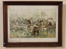 1899 Spanish American War Lithograph Print - Cuban Cavalry Attack at Desmayo picture