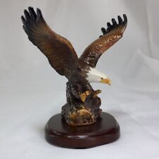 Eagle Bird Figurine Mini Porcelain Vintage &  Wood Stand ❤️ picture