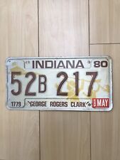 1980's Indiana License Plate 52B 217 George Rogers Clark White Gold Brown picture