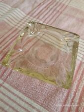 VINTAGE Heavy ASHTRAY  CLEAR GLASS  SQUARE 4
