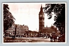 RPPC London United Kingdom Big Ben & Parliament Square c1948 Vintage Postcard picture