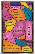 Used Vtg CHRISTMAS CARD-apx 4.5x7 Colorful Merry Xmas in Different Languages picture