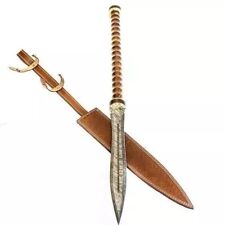 UBR CUSTOM HANDMADE DAMASCUS STEEL HUNTING SPEAR WITH LEATHER SHEATH picture