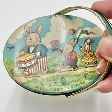 Vtg  Lithograph PETER RABBIT ON PARADE Tindeco Tin Can  July 4th Decor 1930s picture