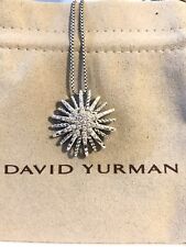 DAVID YURMAN STARBURST DIAMONDS Silver 925 Pendant 24MM Necklace 18-20 Inches picture