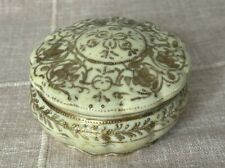 Antique Nippon Hand-painted Raised Gold Moriage Round Trinket Dish W/ Lid picture