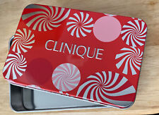 Clinique Red, Pink, & Silver Tin Can - Holiday tin, Empty, Peppermint lips picture